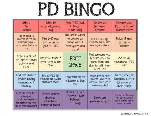 No teacher summer slide...FUN summer PD for teachers! #TTESS #PD SummerPDBingo17 518x400
