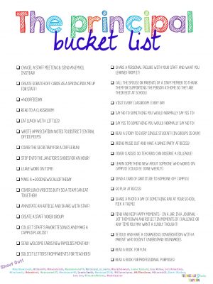 a Principal's Bucket List...great ideas from other principals! #bucketlist #2018 Slide1 300x400
